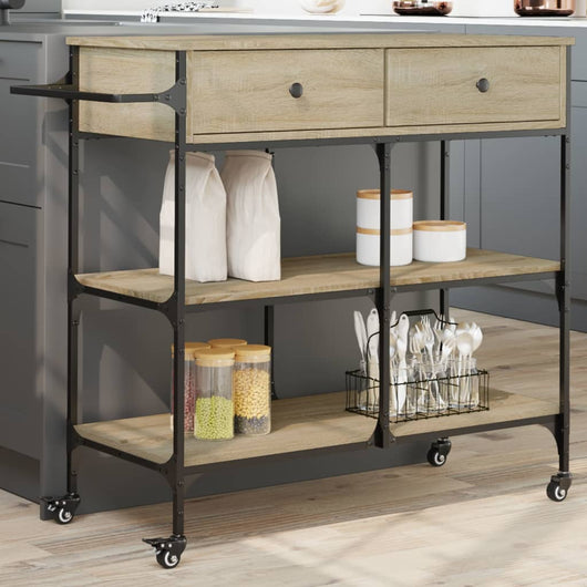 Carrello da Cucina-Scaffale per Cucina Rovere Sonoma 105x42x95 cm Legno Multistrato