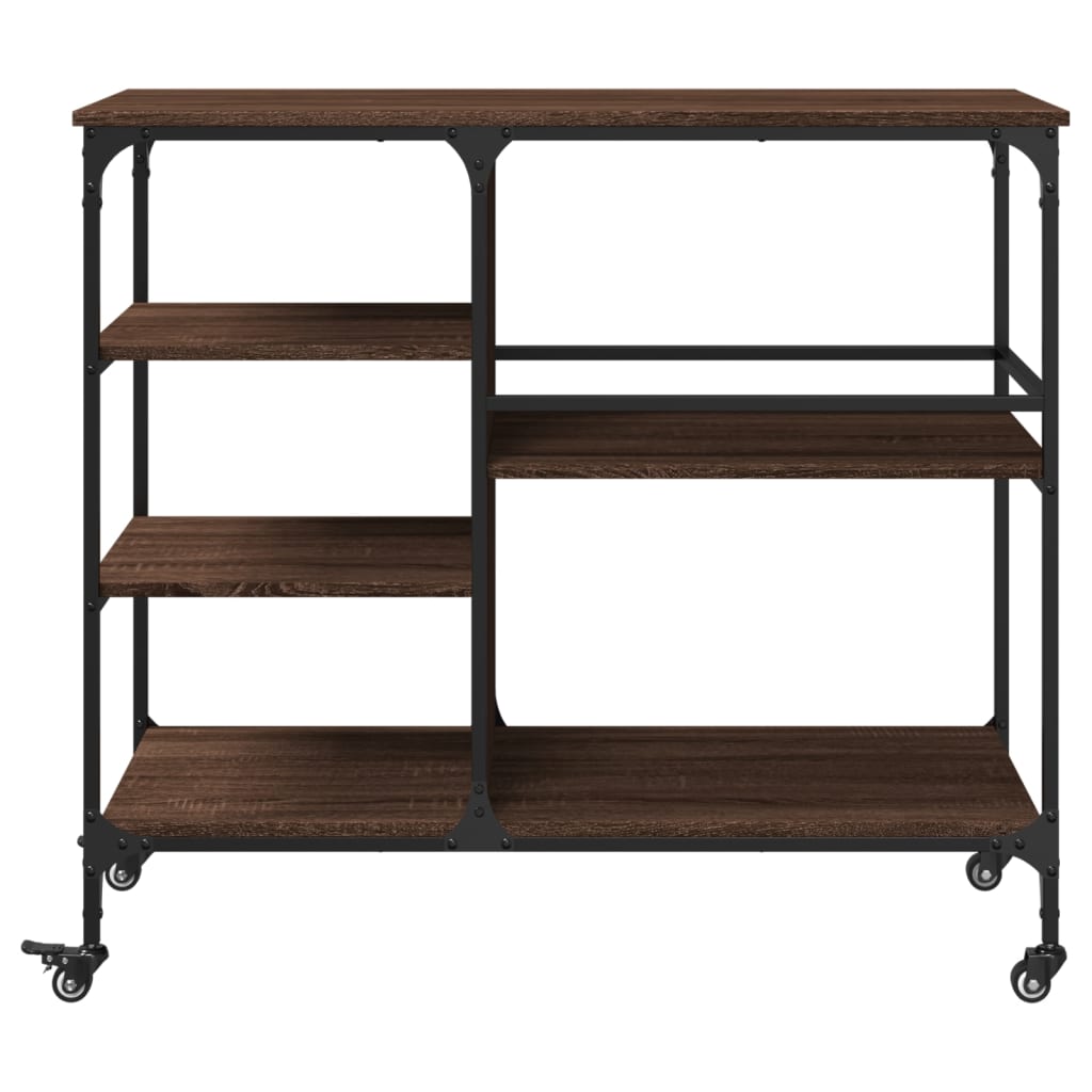 Carrello Cucina-Scaffale per Cucina Rovere Marrone 100x45x89,5 cm Legno Multistrato
