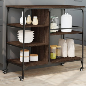 Carrello Cucina-Scaffale per Cucina Rovere Marrone 100x45x89,5 cm Legno Multistrato