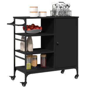 Carrello da Cucina-Scaffale per Cucina Nero 87,5x38,5x84,5 cm in Legno Multistrato