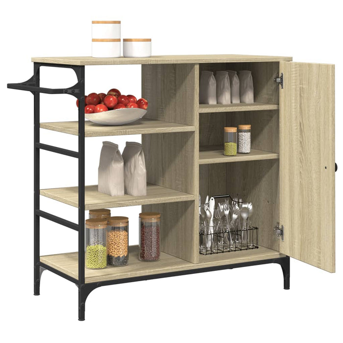 Carrello da Cucina-Scaffale per Cucina Rovere Sonoma 87,5x38,5x84,5 cm Multistrato