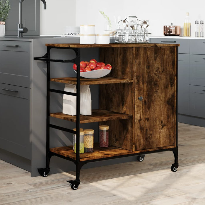 Carrello Cucina Rovere Fumo 87,5x38,5x84,5 cm Legno Multistrato 842388