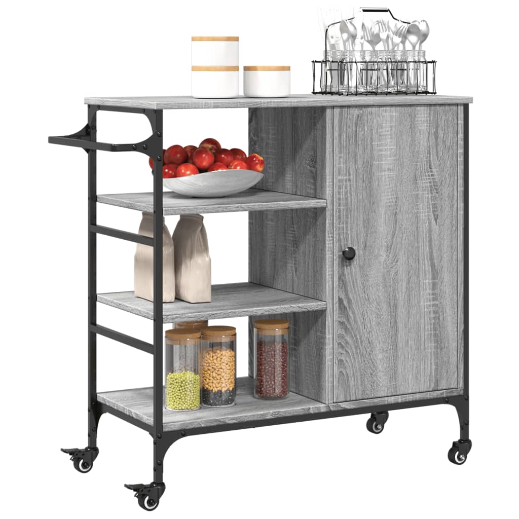Carrello da Cucina-Scaffale per Cucina Grigio Sonoma 87,5x38,5x84,5 cm Multistrato