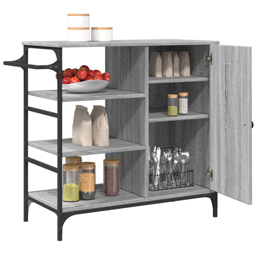 Carrello da Cucina Grigio Sonoma 87,5x38,5x84,5 cm Multistrato 842389