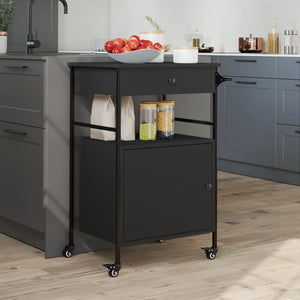 Carrello da Cucina Nero 56x43x89,5 cm in Legno Multistrato 842391