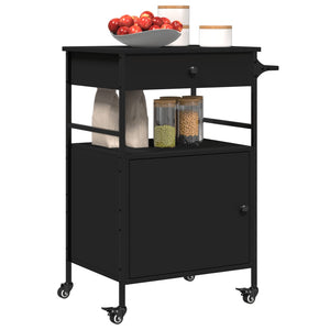 Carrello da Cucina Nero 56x43x89,5 cm in Legno Multistrato 842391