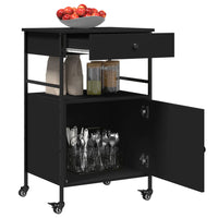 Carrello da Cucina Nero 56x43x89,5 cm in Legno Multistrato 842391