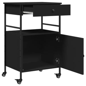Carrello da Cucina-Scaffale per Cucina Nero 56x43x89,5 cm in Legno Multistrato