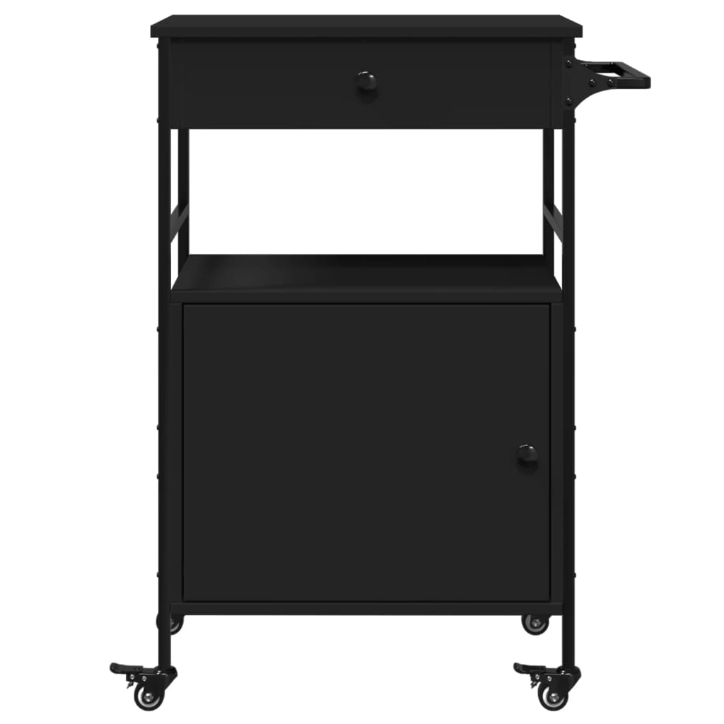 Carrello da Cucina-Scaffale per Cucina Nero 56x43x89,5 cm in Legno Multistrato