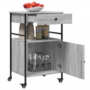 Carrello da Cucina-Scaffale per Cucina Grigio Sonoma 56x43x89,5cm Legno Multistrato