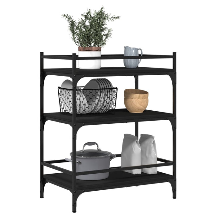 Carrello da Cucina-Scaffale per Cucina Nero 65x40x86,5 cm in Legno Multistrato