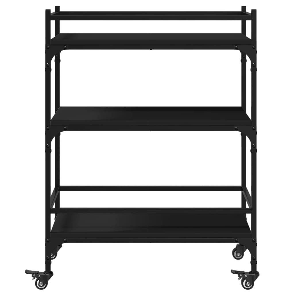 Carrello da Cucina-Scaffale per Cucina Nero 65x40x86,5 cm in Legno Multistrato