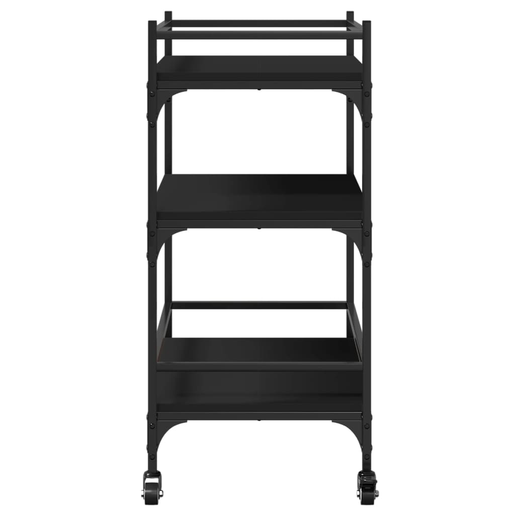 Carrello da Cucina-Scaffale per Cucina Nero 65x40x86,5 cm in Legno Multistrato