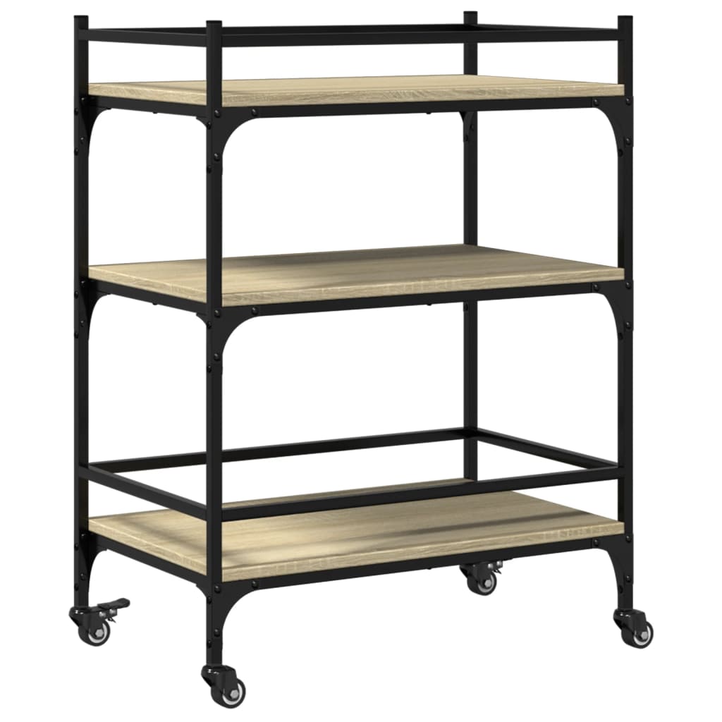 Carrello da Cucina-Scaffale per Cucina Rovere Sonoma 65x40x86,5cm Legno Multistrato