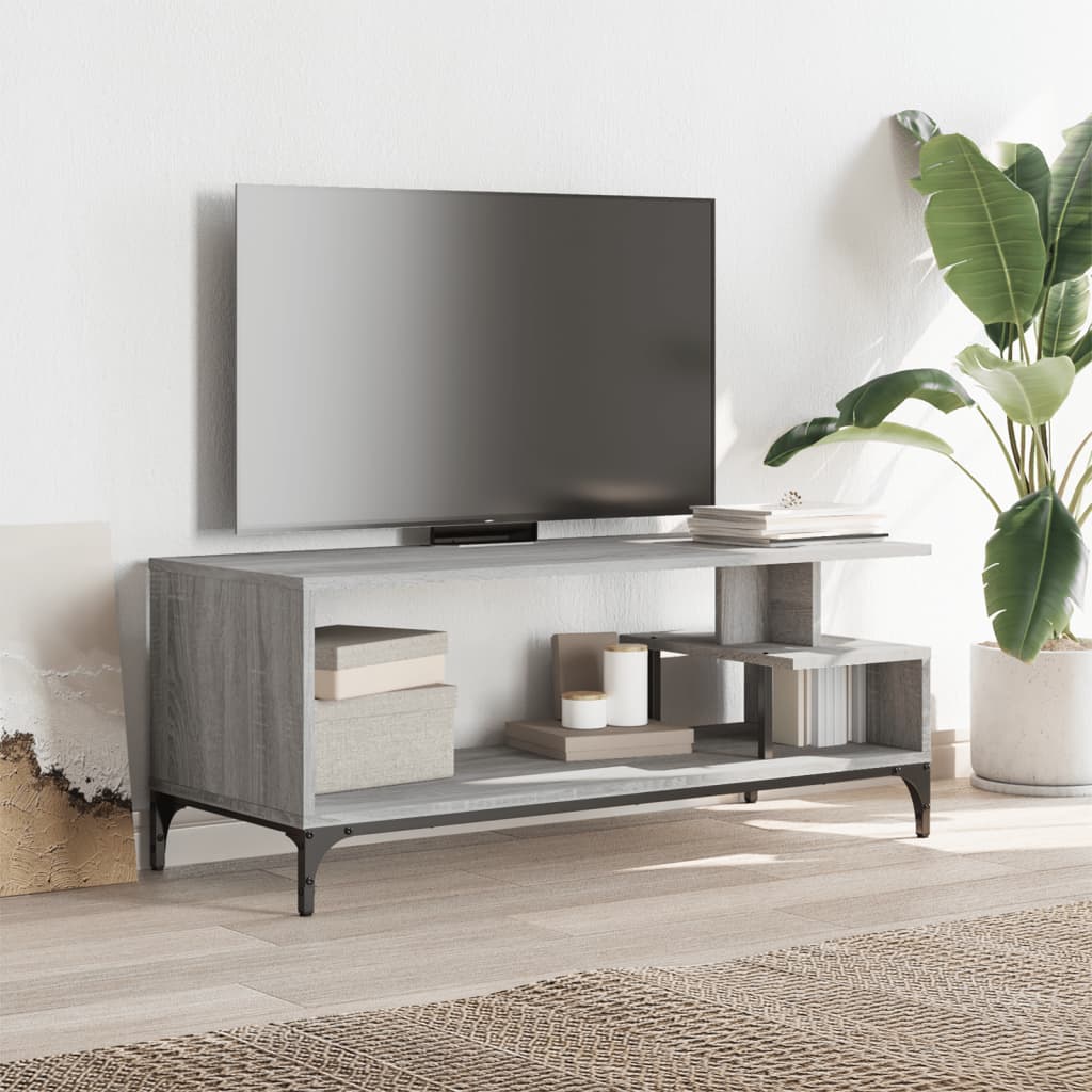 Mobile TV-Credenza TV-Console TV Grigio Sonoma 102x40x41cm Legno e Acciaio a Polvere