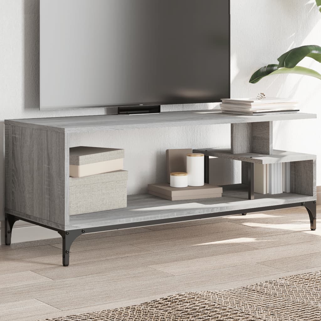 Mobile TV-Credenza TV-Console TV Grigio Sonoma 102x40x41cm Legno e Acciaio a Polvere