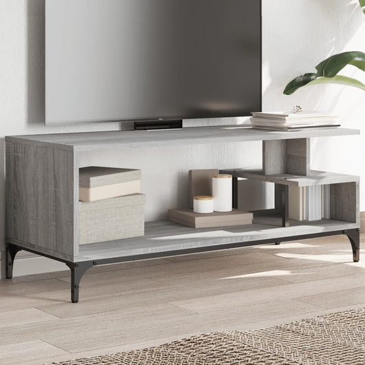 Mobile TV-Credenza TV-Console TV Grigio Sonoma 102x40x41cm Legno e Acciaio a Polvere