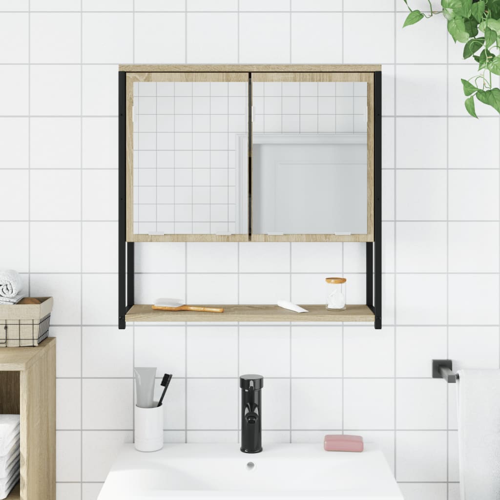 Mobile Bagno con Specchio Rovere Sonoma 60x16x60 cm Multistrato 842422