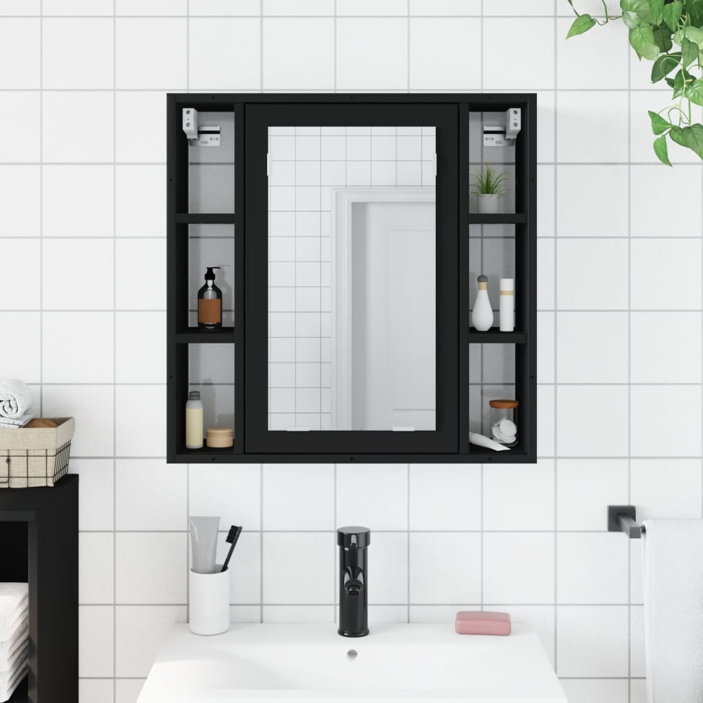 Mobile da Bagno con Specchio-Armadietto a Specchio da Bagno Nero 60x16x60 cm Legno Multistrato 278959
