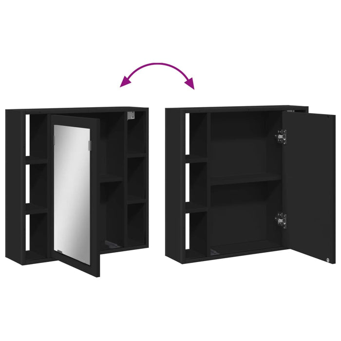 Mobile da Bagno con Specchio-Armadietto a Specchio da Bagno Nero 60x16x60 cm Legno Multistrato 278959