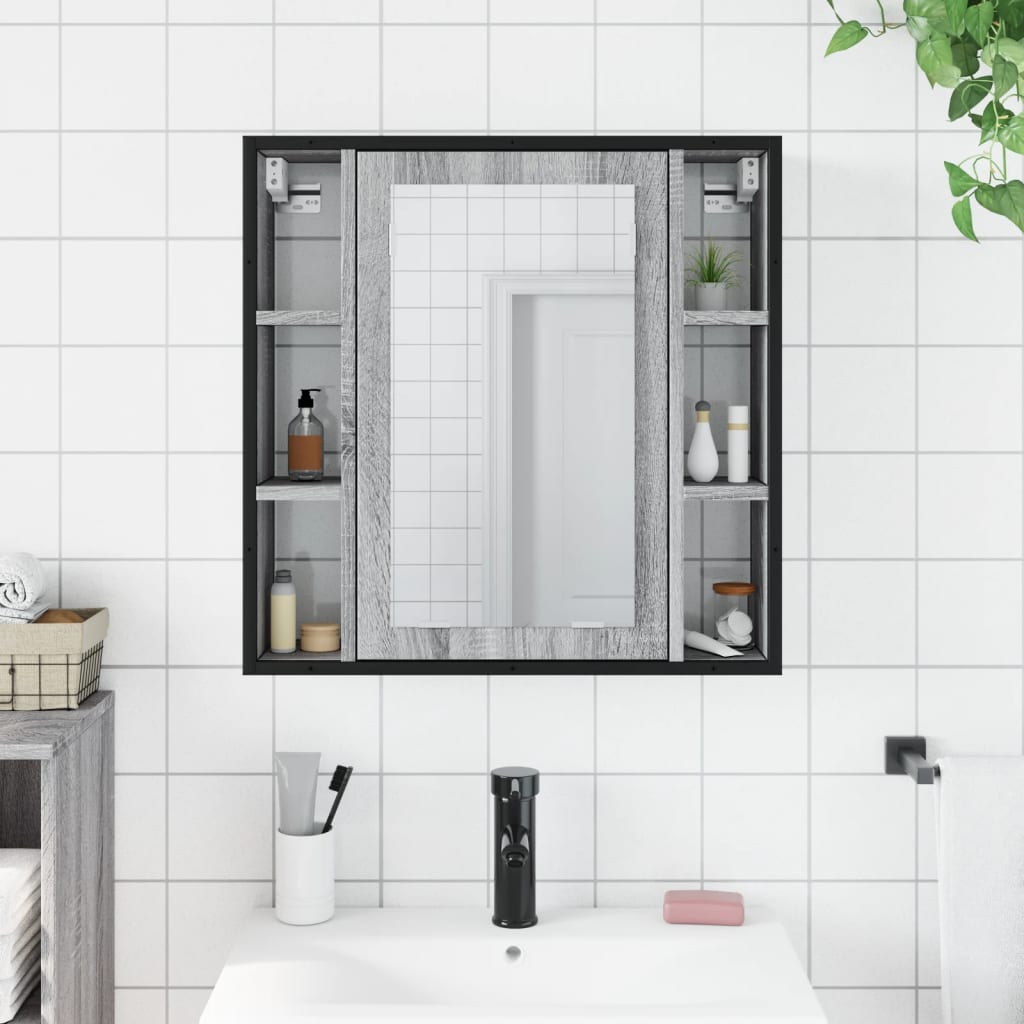 Mobile Specchio da Bagno-Armadietto a Specchio da Bagno Grigio Sonoma 60x16x60 cm Multistrato 897262