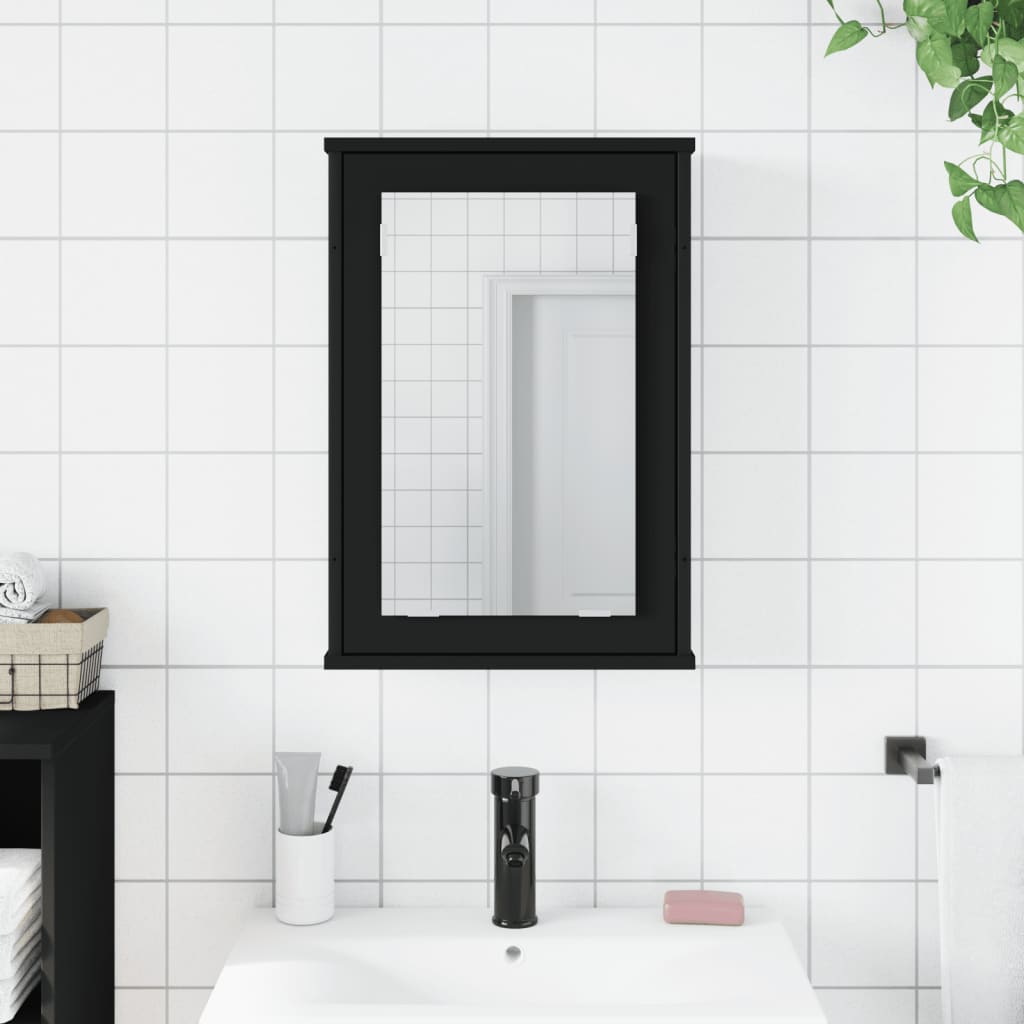 Mobile da Bagno con Specchio-Armadietto a Specchio da Bagno Nero 42x12x60 cm Legno Multistrato
