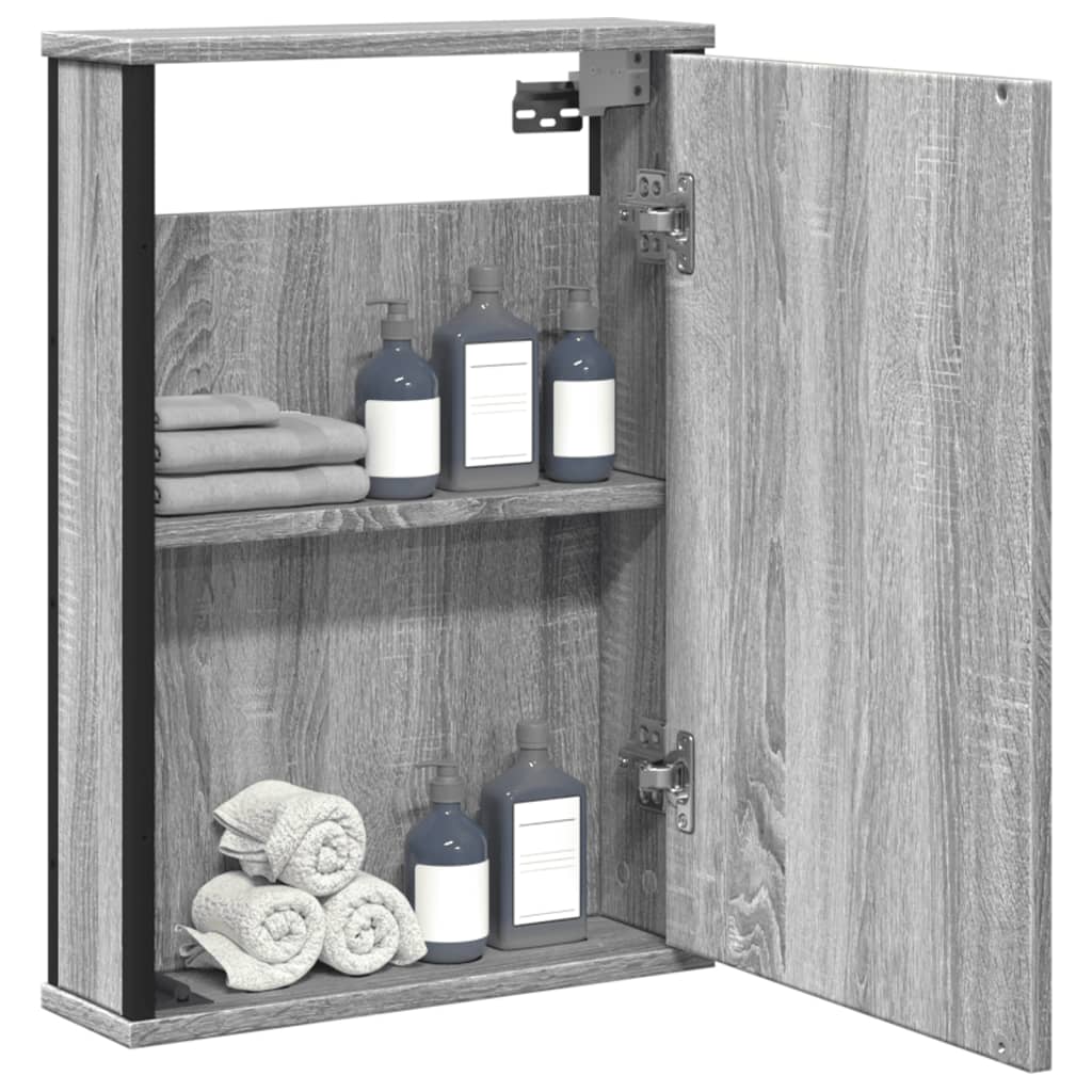 Mobile Specchio da Bagno-Armadietto a Specchio da Bagno Grigio Sonoma 42x12x60 cm Multistrato