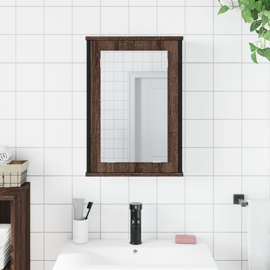 Mobile Bagno Specchio Rovere Marrone 42x12x60 Legno Multistrato 842435
