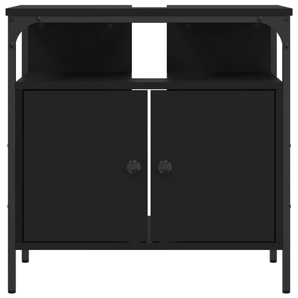 Mobile Lavabo Bagno-Armadietto da bagno Nero 60x30x60 cm in Legno Multistrato 886532