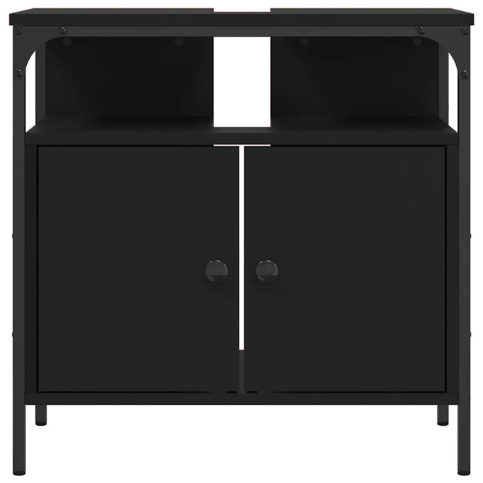 Mobile Lavabo Bagno Nero 60x30x60 cm in Legno Multistrato 842436