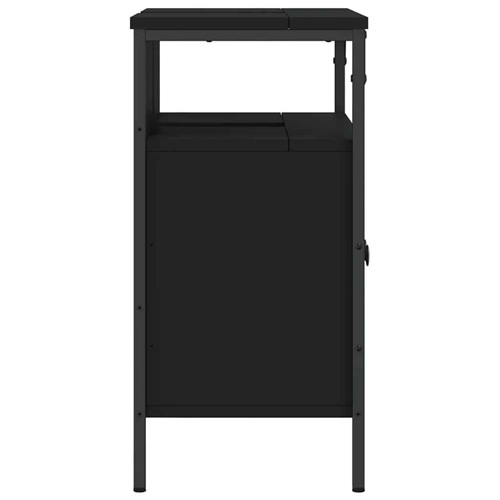 Mobile Lavabo Bagno-Armadietto da bagno Nero 60x30x60 cm in Legno Multistrato 886532