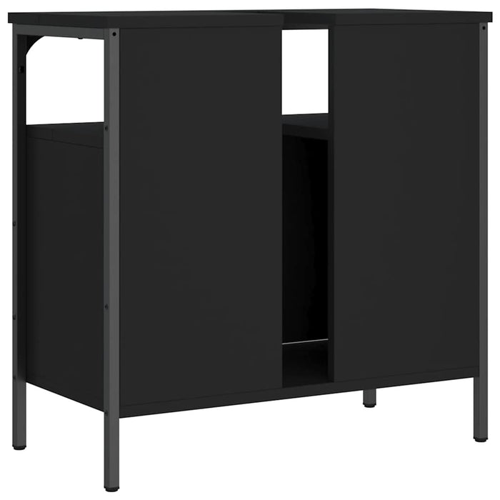 Mobile Lavabo Bagno-Armadietto da bagno Nero 60x30x60 cm in Legno Multistrato 886532