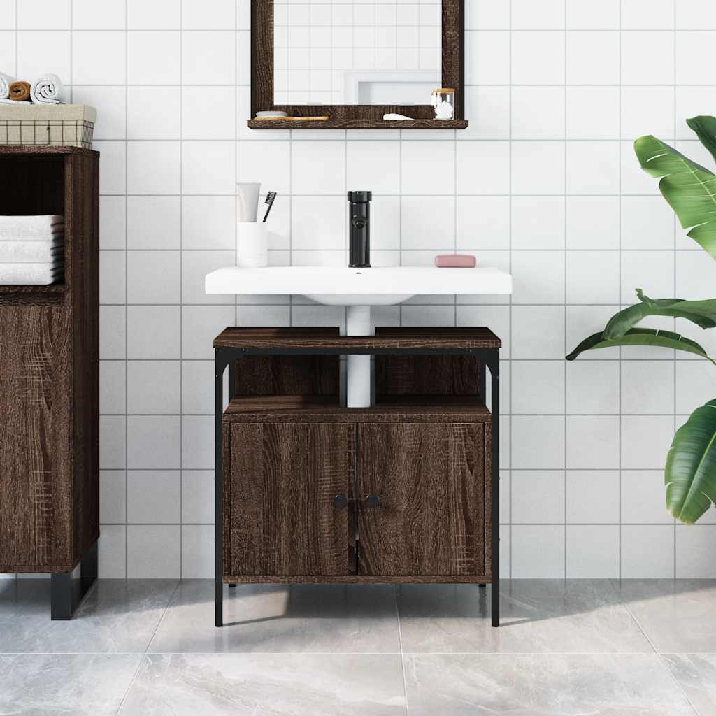 Mobile Lavabo Bagno Rovere Marrone 60x30x60cm Legno Multistratocod mxl 89476