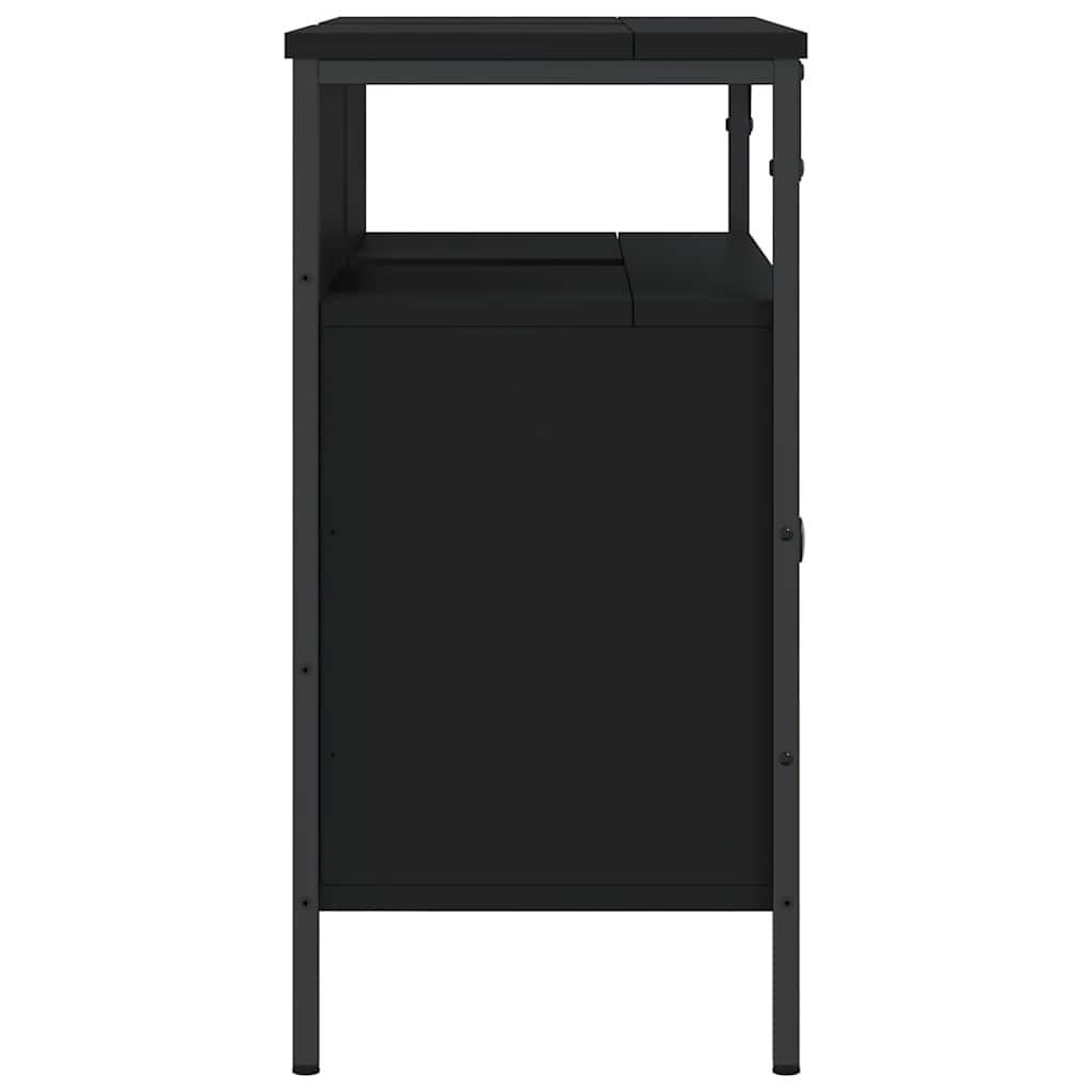 Mobile Lavabo Bagno Nero 80x30x60 cm in Legno Multistrato 842441