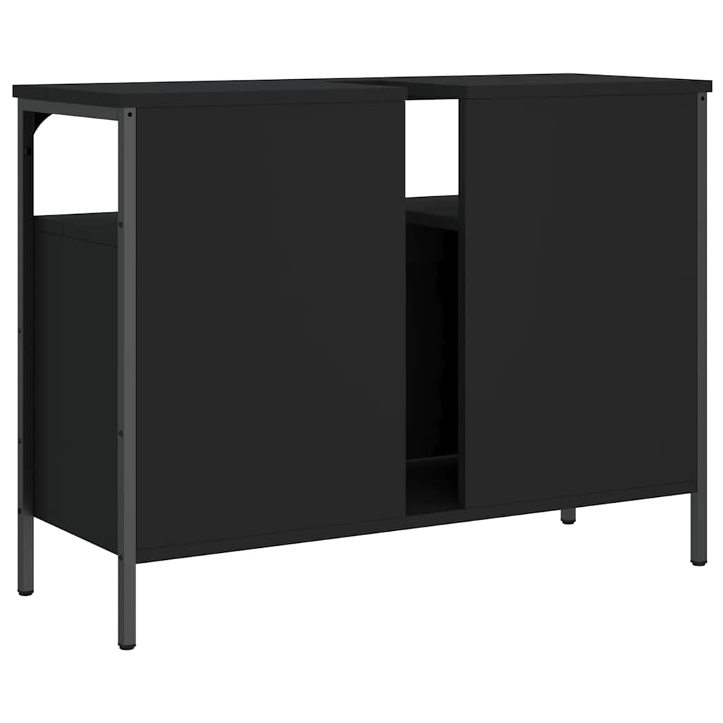 Mobile Lavabo Bagno Nero 80x30x60 cm in Legno Multistrato 842441