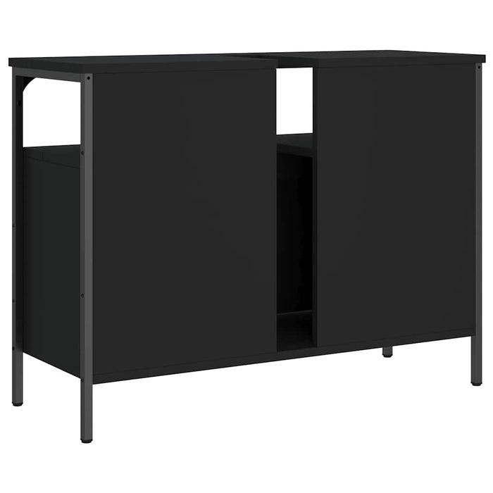 Mobile Lavabo Bagno Nero 80x30x60 cm in Legno Multistrato 842441