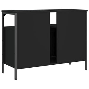 Mobile Lavabo Bagno-Armadietto da bagno Nero 80x30x60 cm in Legno Multistrato 573343