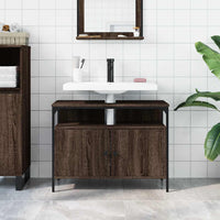 Mobile Lavabo Bagno Rovere Marrone 80x30x60cm Legno Multistrato
