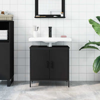 Mobile Lavabo Bagno-Armadietto da bagno Nero 60x30x60 cm in Legno Multistrato 887108