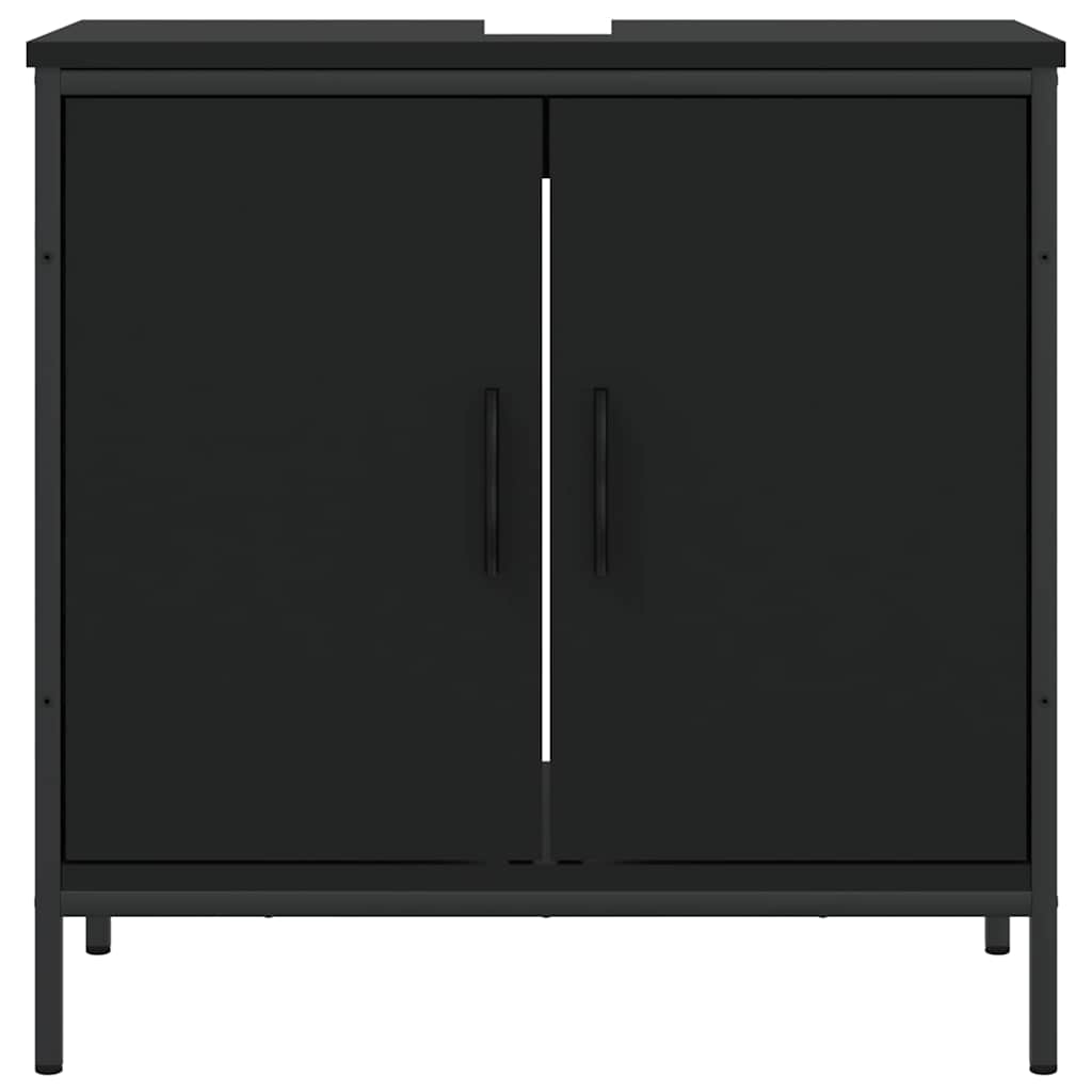 Mobile Lavabo Bagno Nero 60x30x60 cm in Legno Multistrato 842446