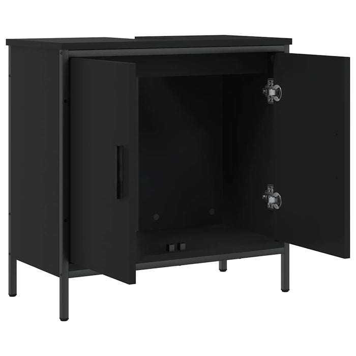 vidaXL Mobile Lavabo Bagno Nero 60x30x60 cm in Legno Multistrato