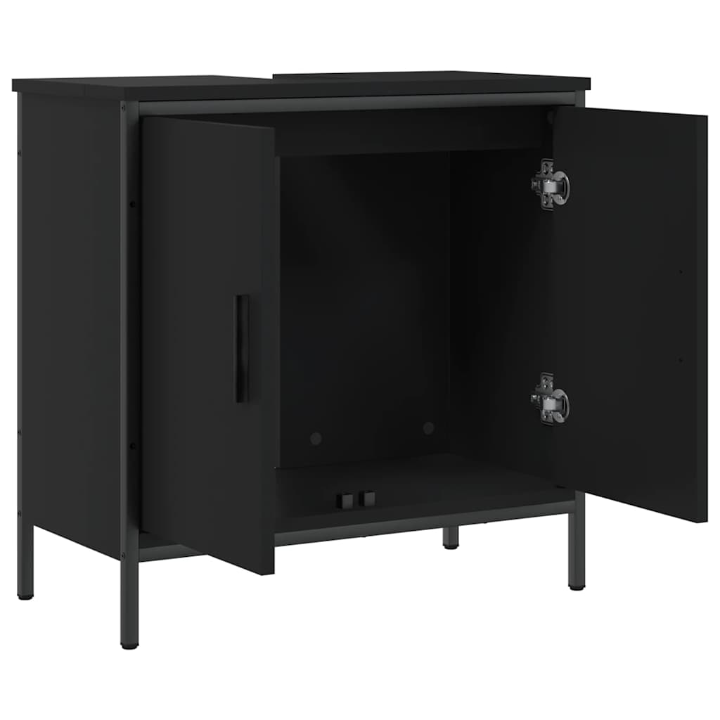 Mobile Lavabo Bagno-Armadietto da bagno Nero 60x30x60 cm in Legno Multistrato 887108