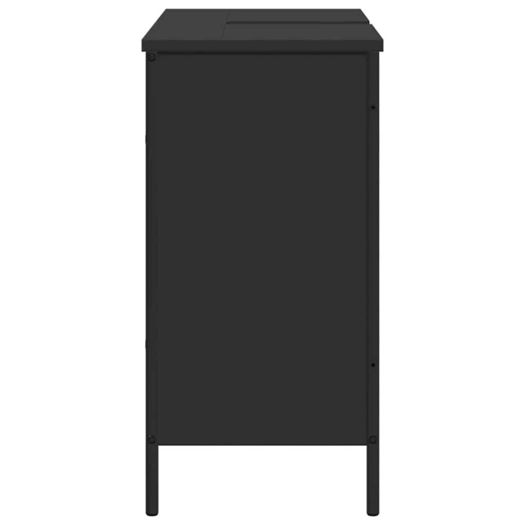 vidaXL Mobile Lavabo Bagno Nero 80x30x60 cm in Legno Multistrato