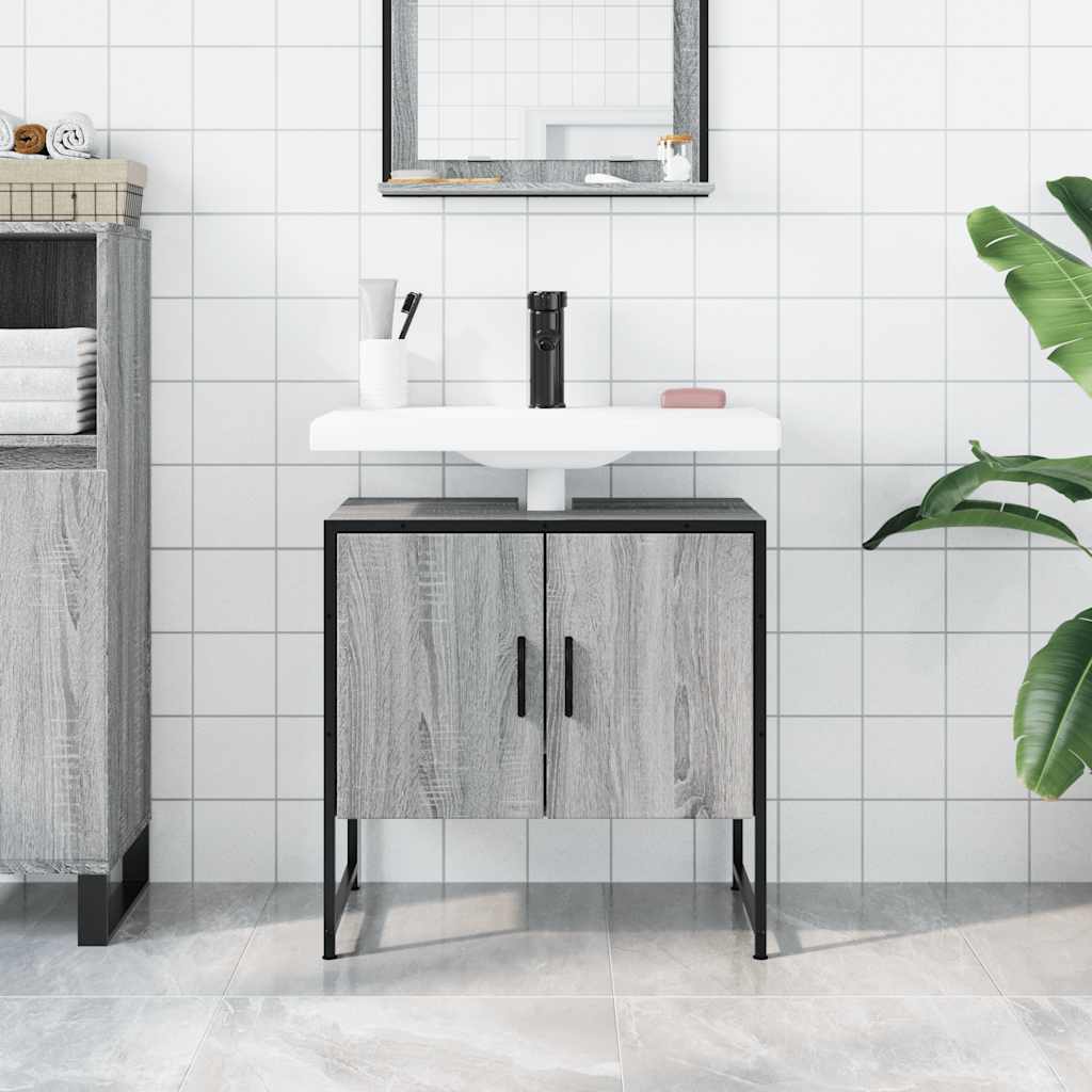 Mobile Lavabo Bagno Grigio Sonoma 60x33x60 cm Legno Multistrato