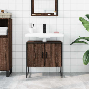 Mobile Lavabo Bagno-Armadietto da bagno Rovere Marrone 60x33x60cm Legno Multistrato