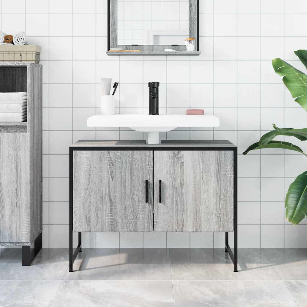 Mobile Lavabo Bagno-Armadietto da bagno Grigio Sonoma 60x30x60 cm Legno Multistrato 941098
