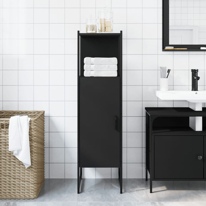 vidaXL Mobile da Bagno Nero 33x33x120,5 cm in Legno Multistrato