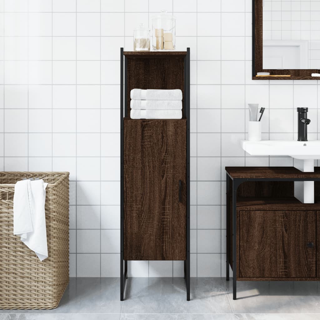 vidaXL Mobile da Bagno Rovere Marrone 33x33x120,5 cm Legno Multistrato