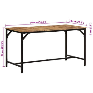 vidaXL Tavolo da Pranzo 140x70x75 cm in Legno Massello di Mango Grezzo