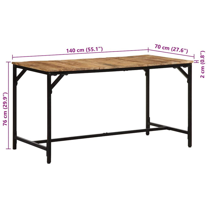 vidaXL Tavolo da Pranzo 140x70x75 cm in Legno Massello di Mango Grezzo